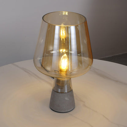 Leimu Table Lamp | Concrete & Mouthblown Glass | Grey