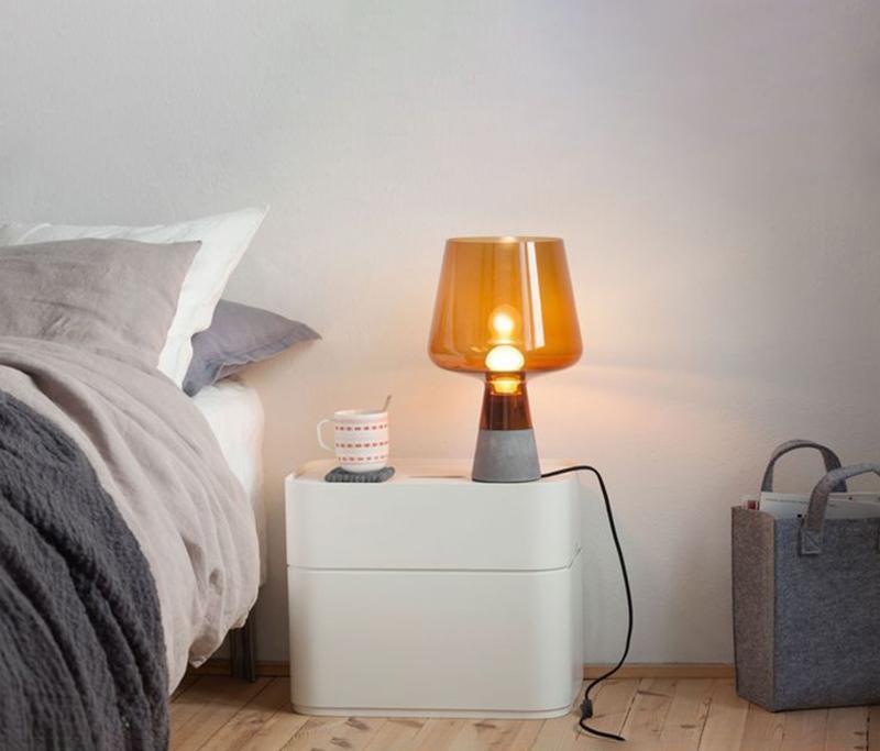 Leimu Table Lamp | Concrete & Mouthblown Glass | Grey