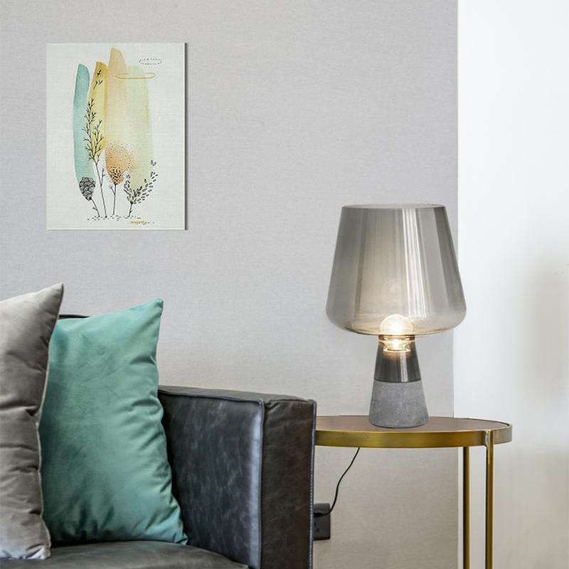 Leimu Table Lamp | Concrete & Mouthblown Glass | Grey