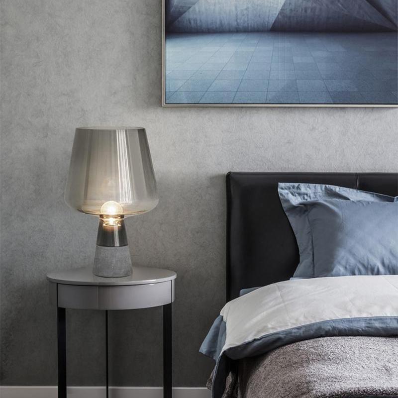 Leimu Table Lamp | Concrete & Mouthblown Glass | Grey