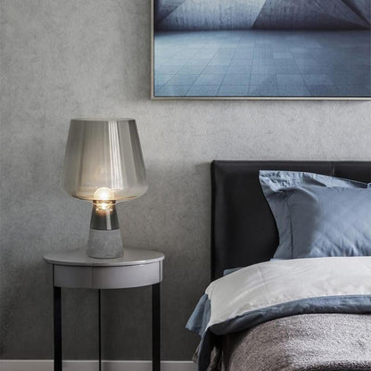 Leimu Table Lamp | Concrete & Mouthblown Glass | Grey