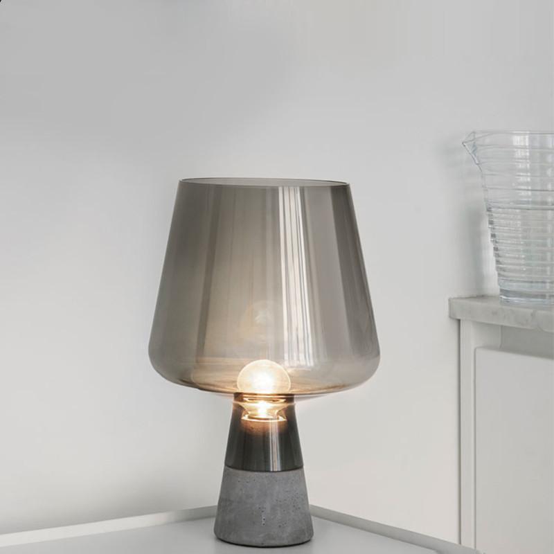 Leimu Table Lamp | Concrete & Mouthblown Glass | Grey