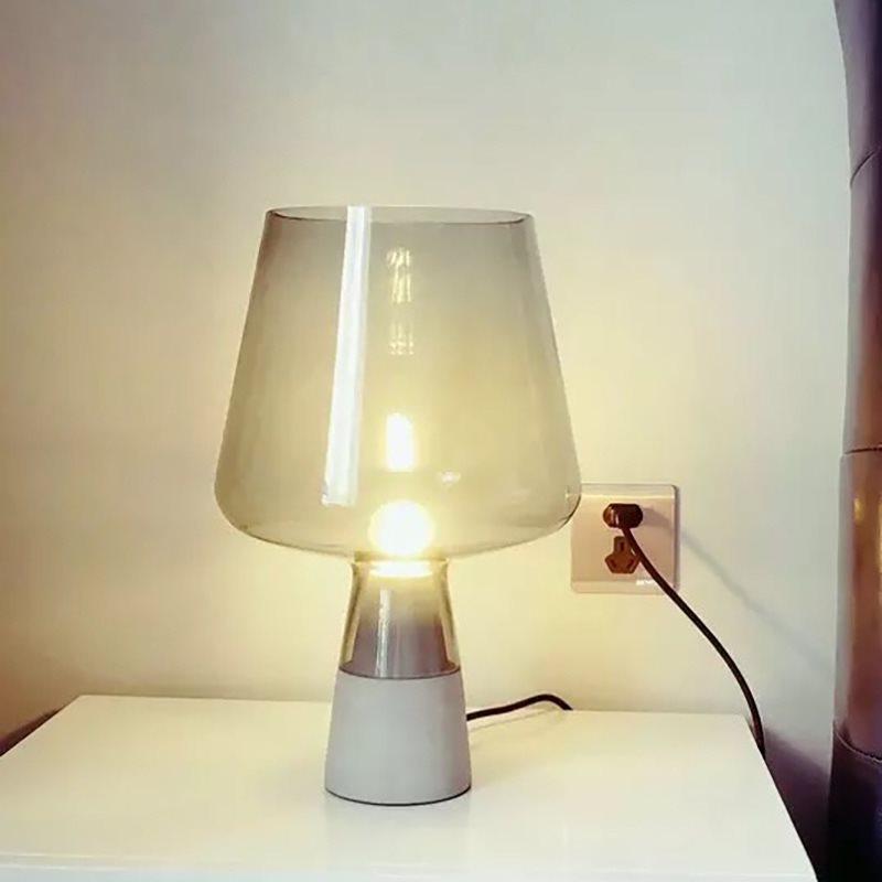 Leimu Table Lamp | Concrete & Mouthblown Glass | Grey