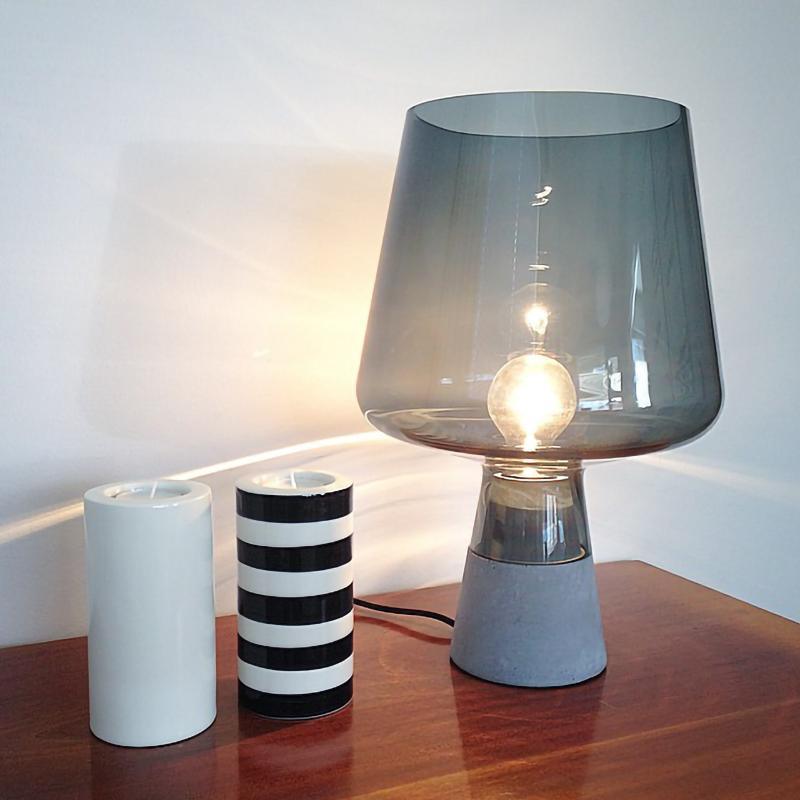 Leimu Table Lamp | Concrete & Mouthblown Glass | Grey