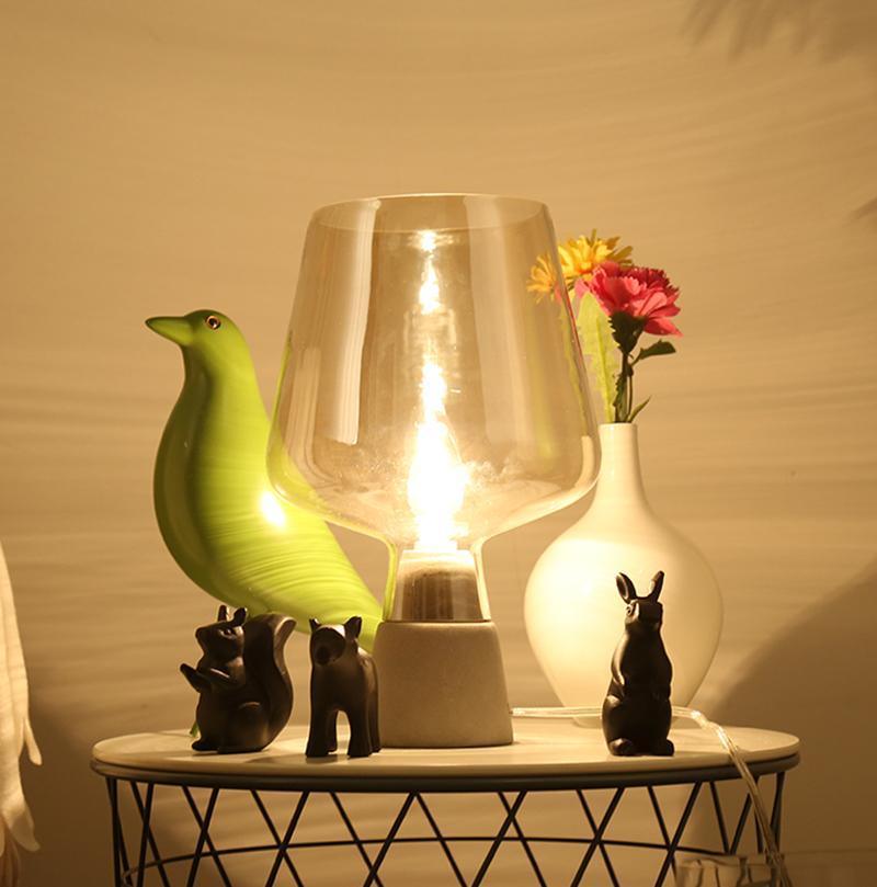 Leimu Table Lamp | Concrete & Mouthblown Glass | Grey