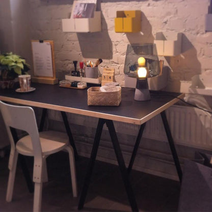 Leimu Table Lamp | Concrete & Mouthblown Glass | Grey
