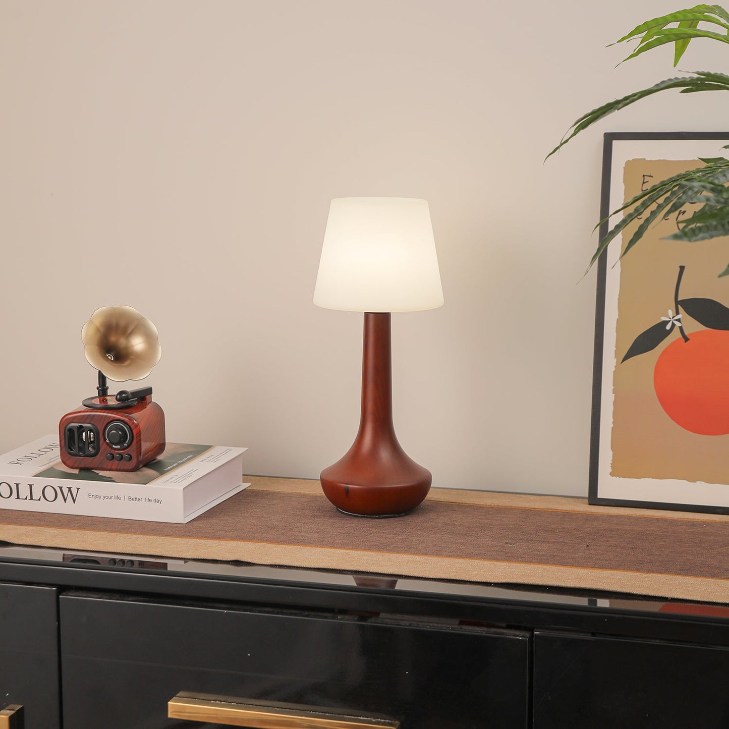 Lena Table Lamp | Wooden Base | Walnut Color