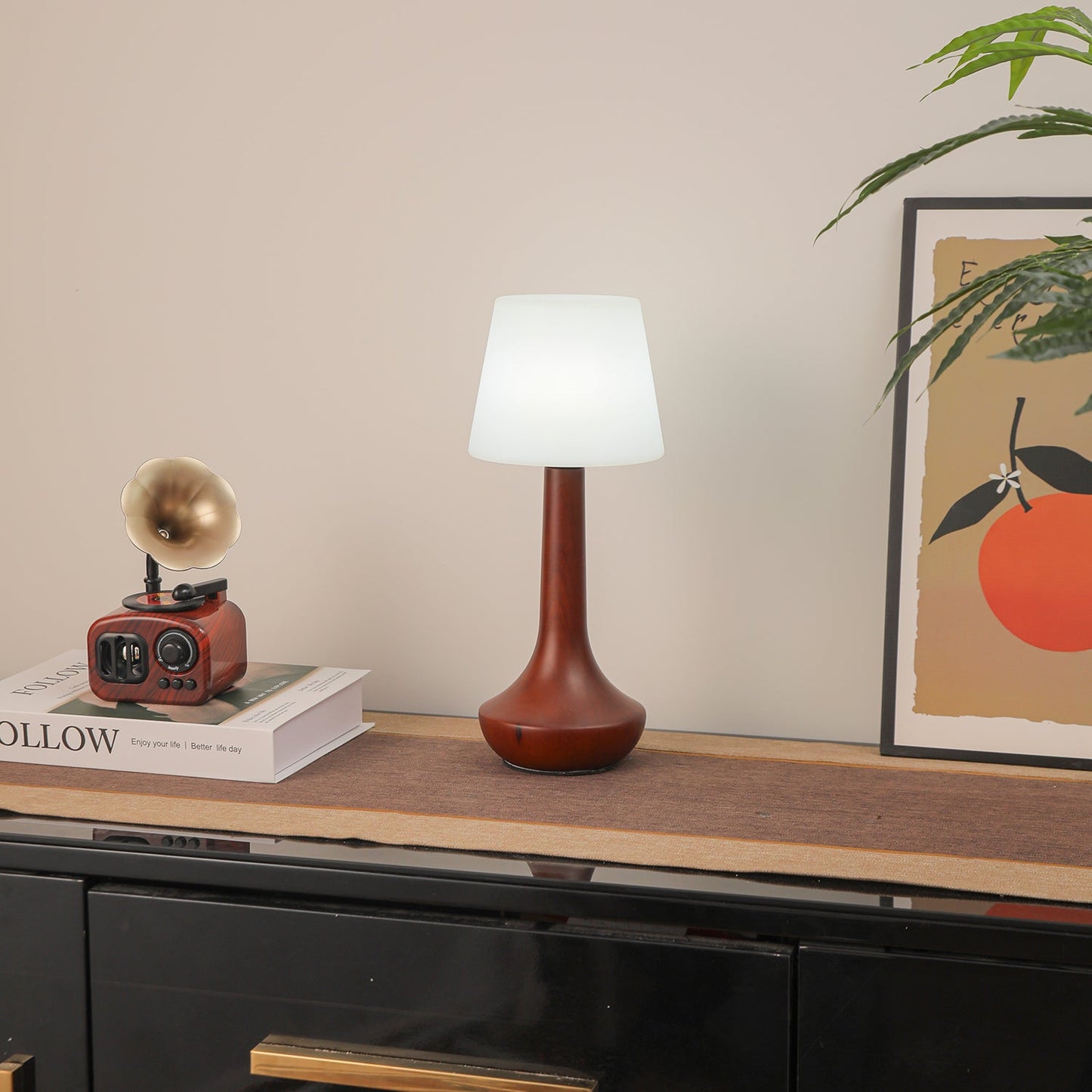 Lena Table Lamp | Wooden Base | Walnut Color
