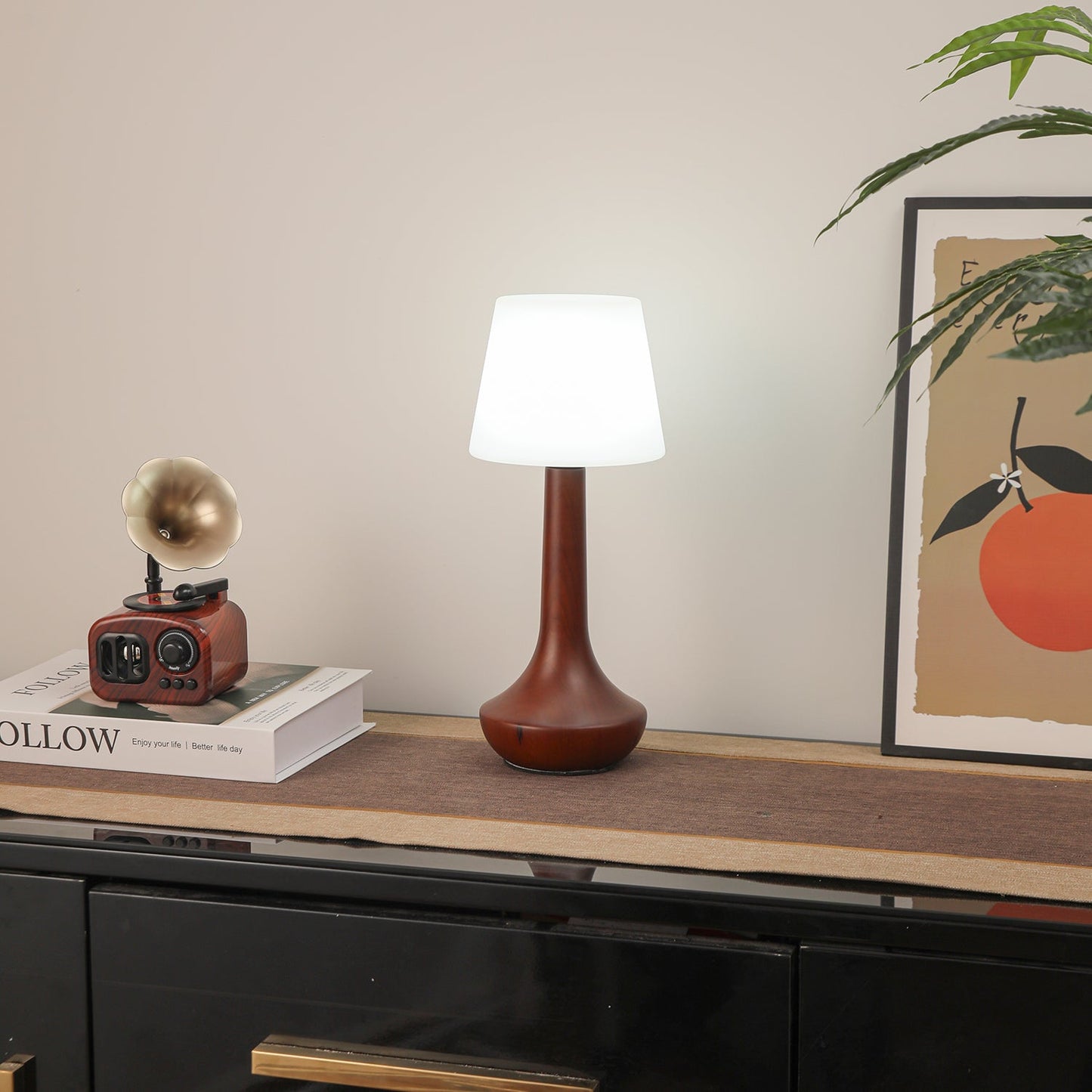 Lena Table Lamp | Wooden Base | Walnut Color