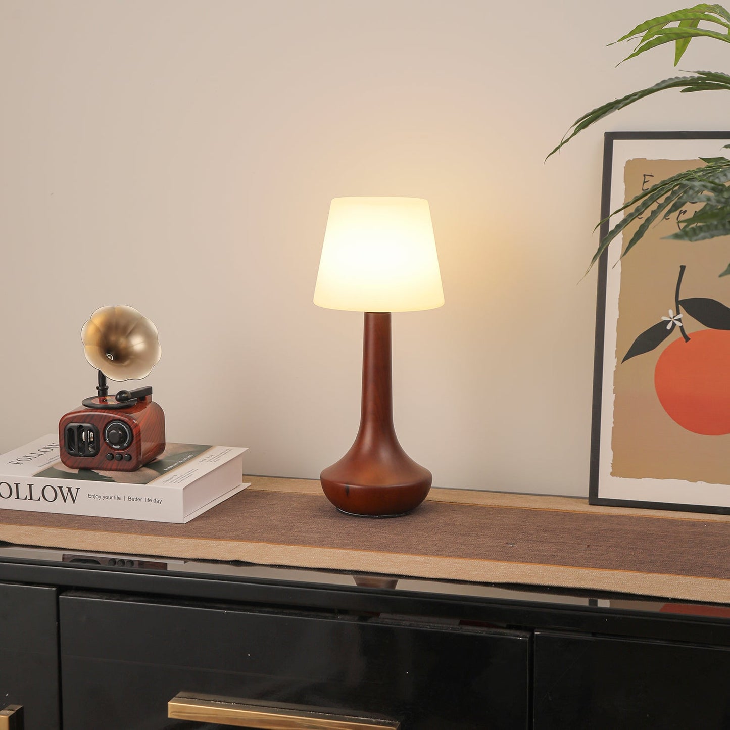 Lena Table Lamp | Wooden Base | Walnut Color