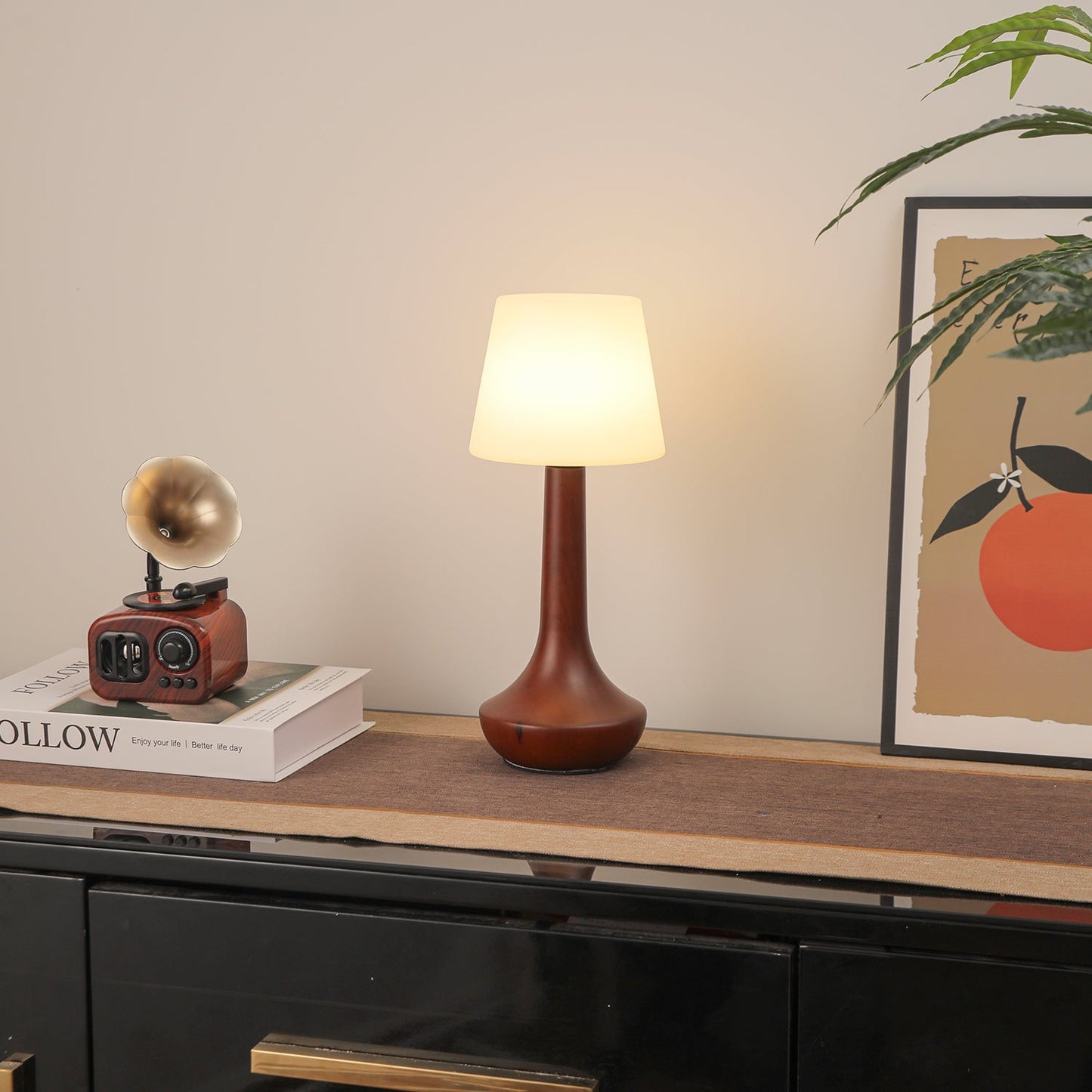 Lena Table Lamp | Wooden Base | Walnut Color