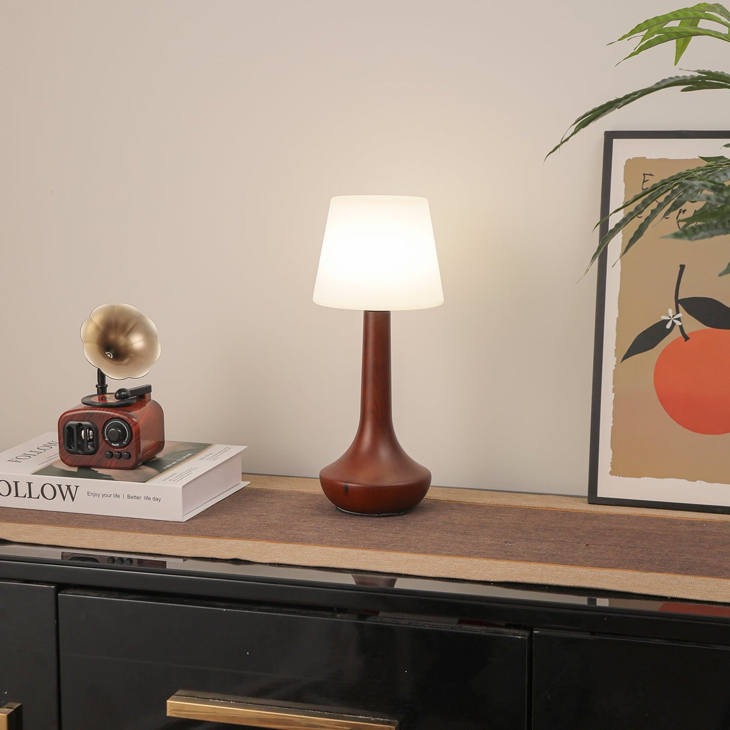 Lena Table Lamp | Wooden Base | Walnut Color