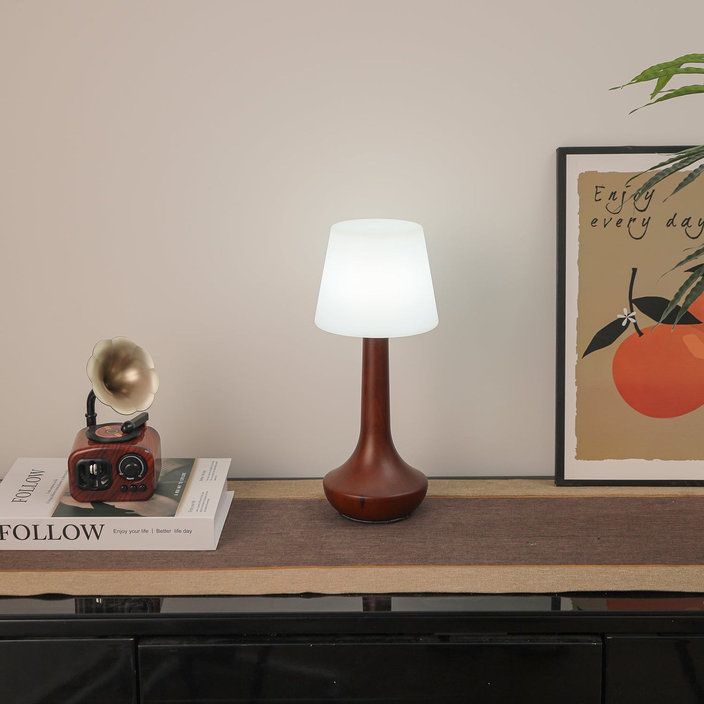 Lena Table Lamp | Wooden Base | Walnut Color