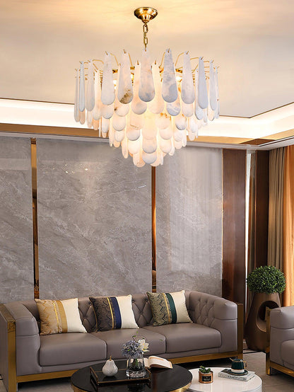 Leon Chandelier | Wrought Iron & Glass | Gold Finish