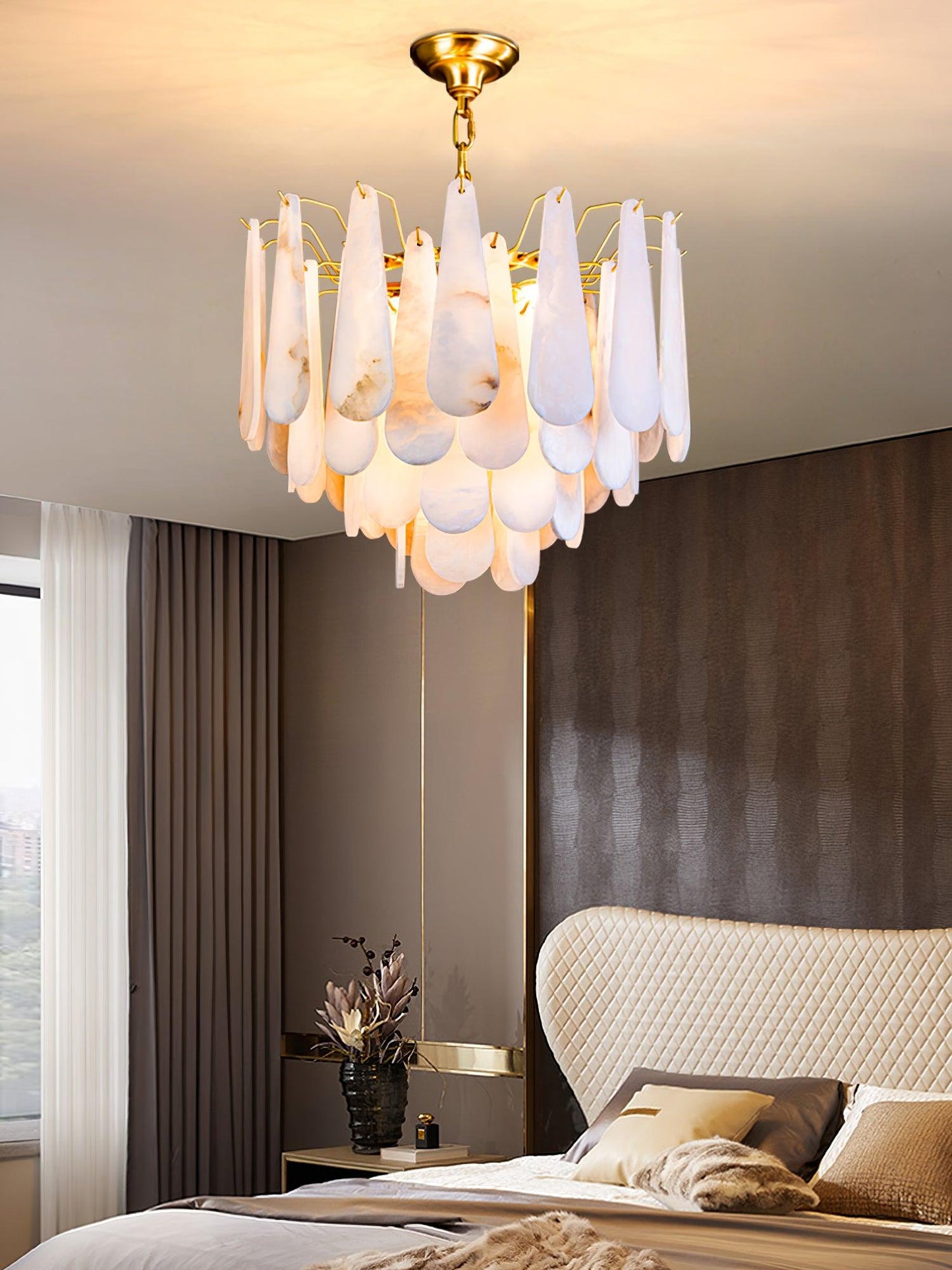 Leon Chandelier | Wrought Iron & Glass | Gold Finish