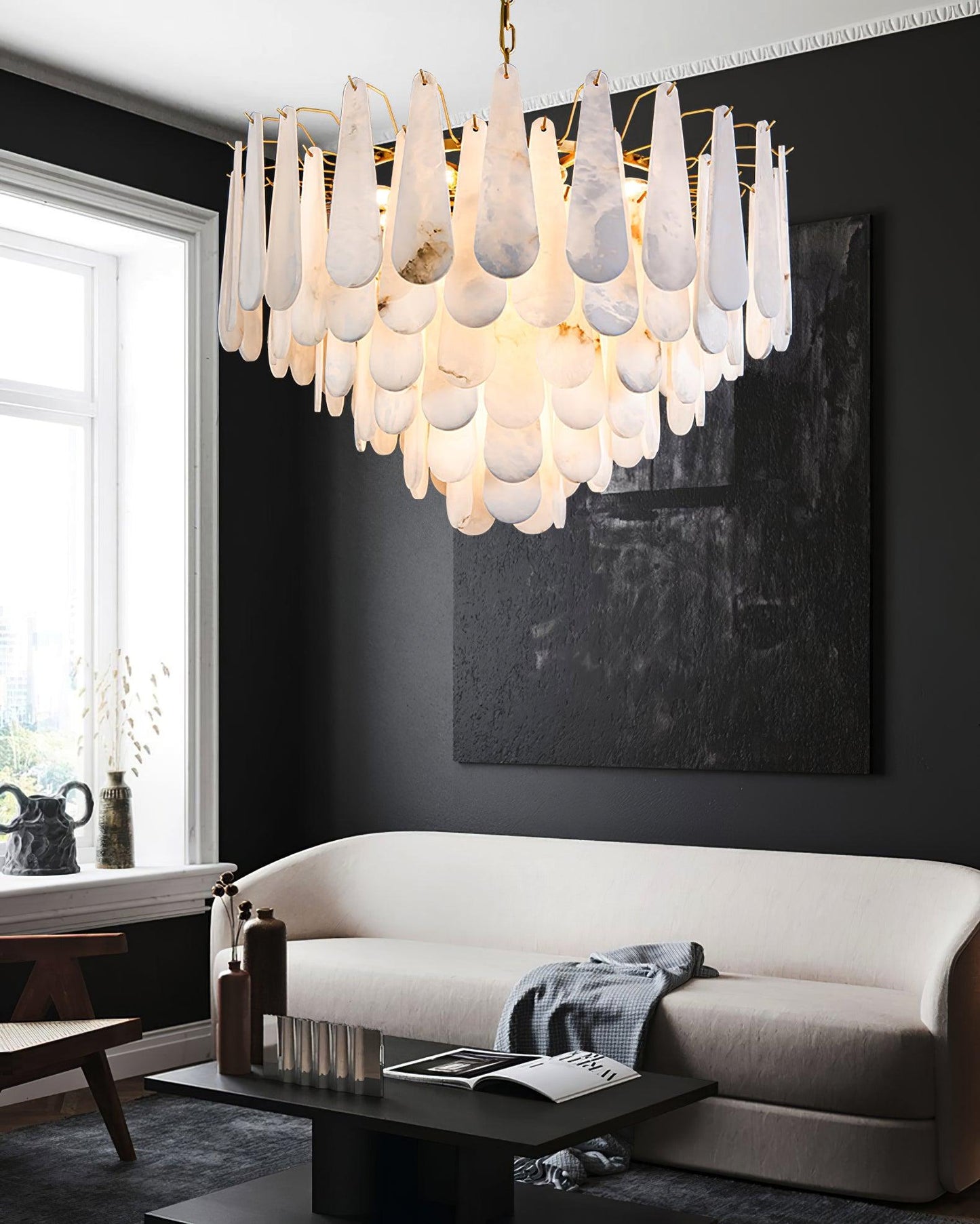 Leon Chandelier | Wrought Iron & Glass | Gold Finish