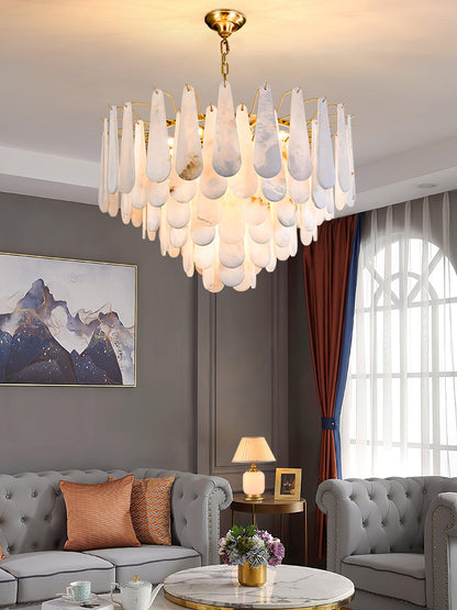 Leon Chandelier | Wrought Iron & Glass | Gold Finish