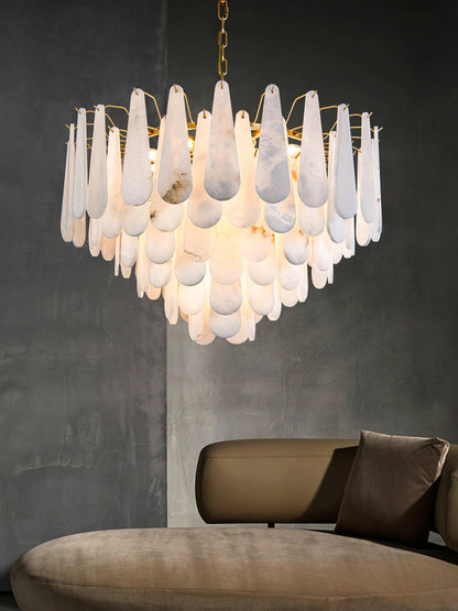 Leon Chandelier | Wrought Iron & Glass | Gold Finish