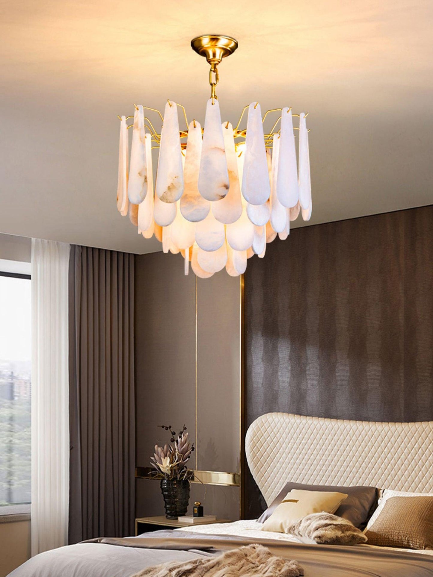 Leon Chandelier | Wrought Iron & Glass | Gold Finish