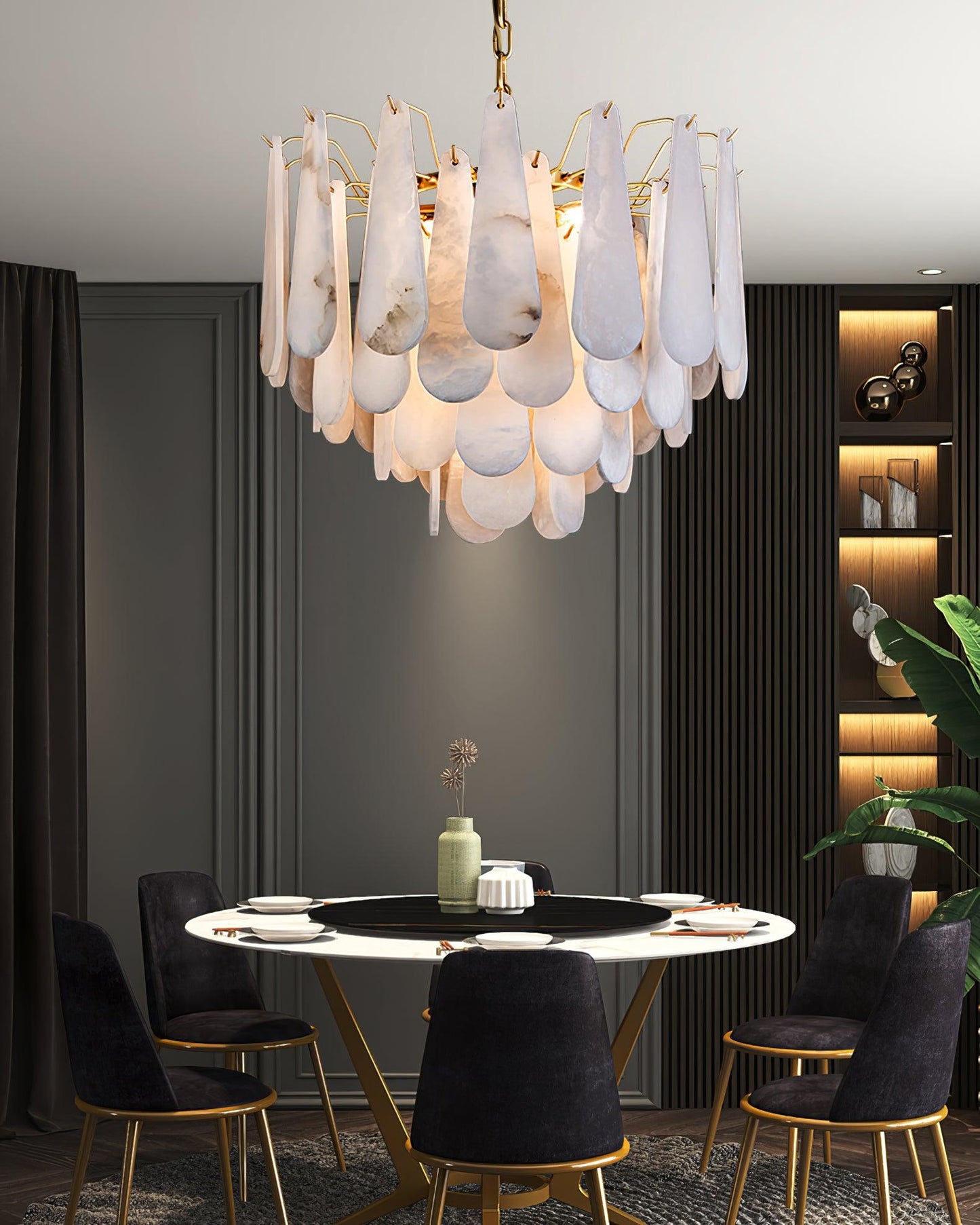 Leon Chandelier | Wrought Iron & Glass | Gold Finish