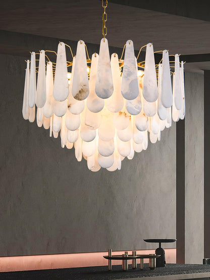 Leon Chandelier | Wrought Iron & Glass | Gold Finish