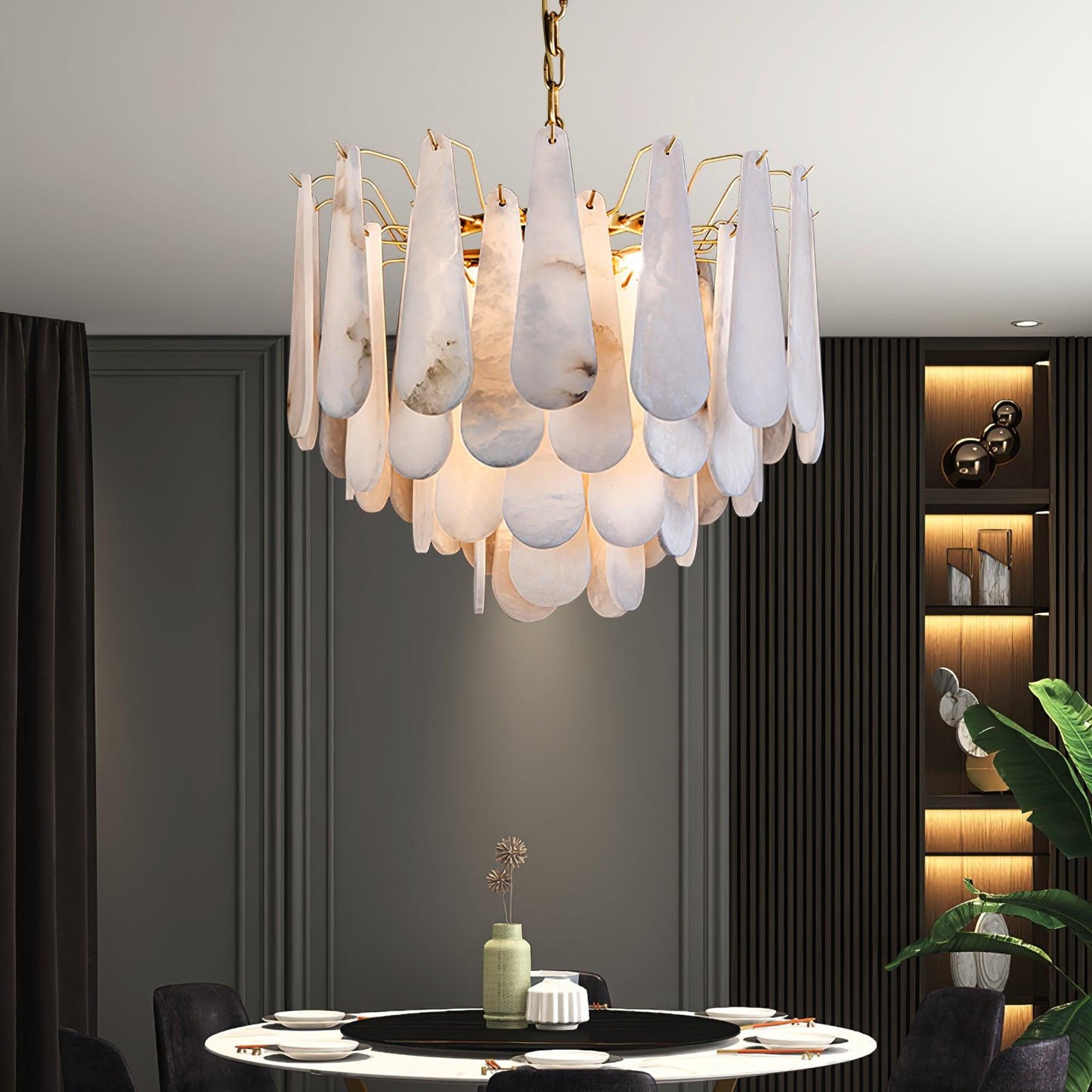 Leon Chandelier | Wrought Iron & Glass | Gold Finish