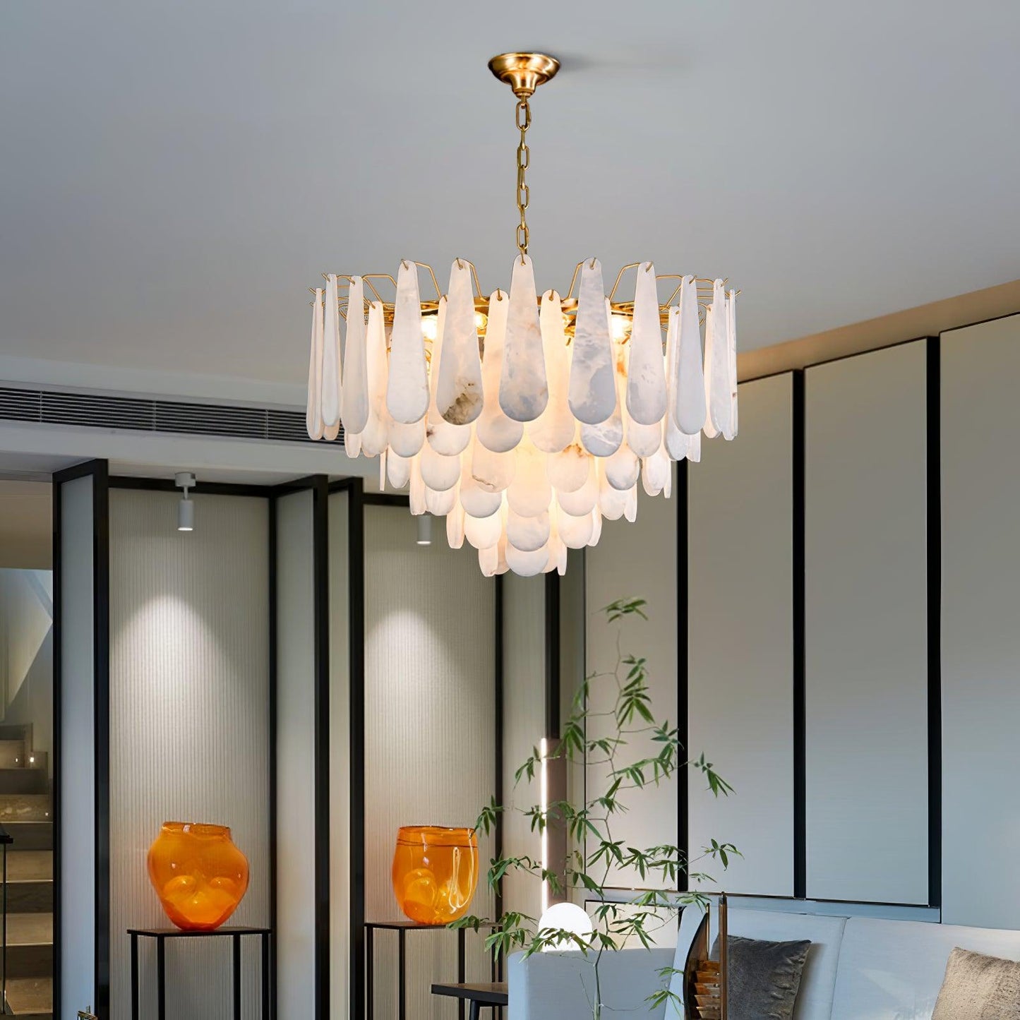 Leon Chandelier | Wrought Iron & Glass | Gold Finish
