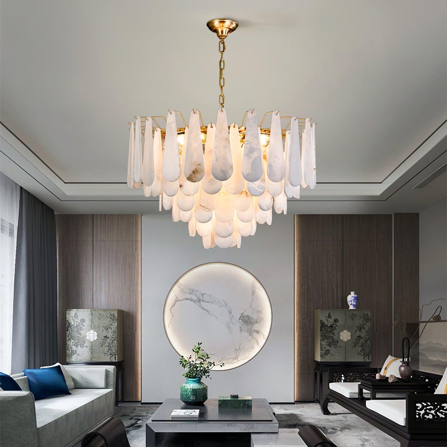 Leon Chandelier | Wrought Iron & Glass | Gold Finish
