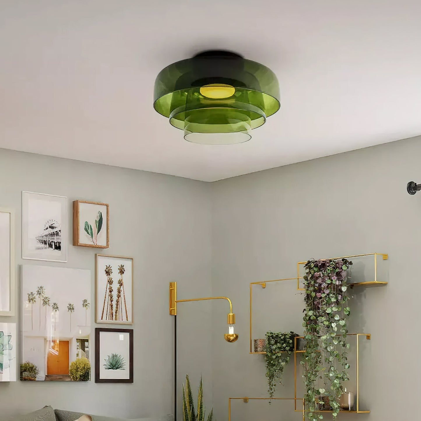 Levels Ceiling Light | Glass & Metal | Black, Smoke Grey, Green, Orange