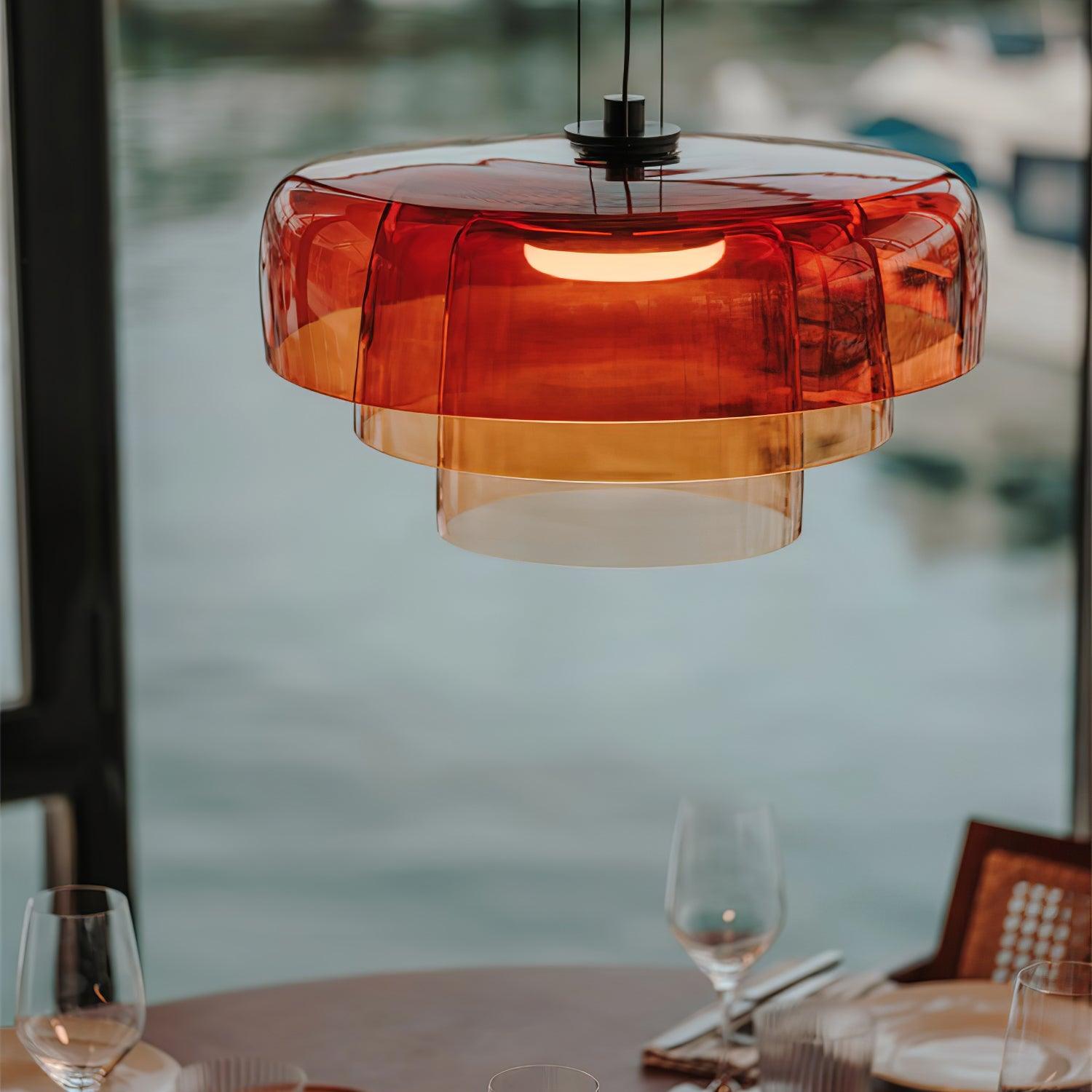 Levels Pendant Light | Metal & Glass | Black, Orange, Gray, Green Shades