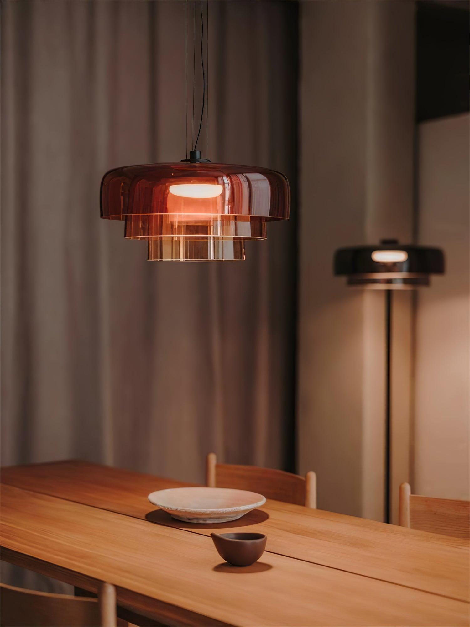 Levels Pendant Light | Metal & Glass | Black, Orange, Gray, Green Shades