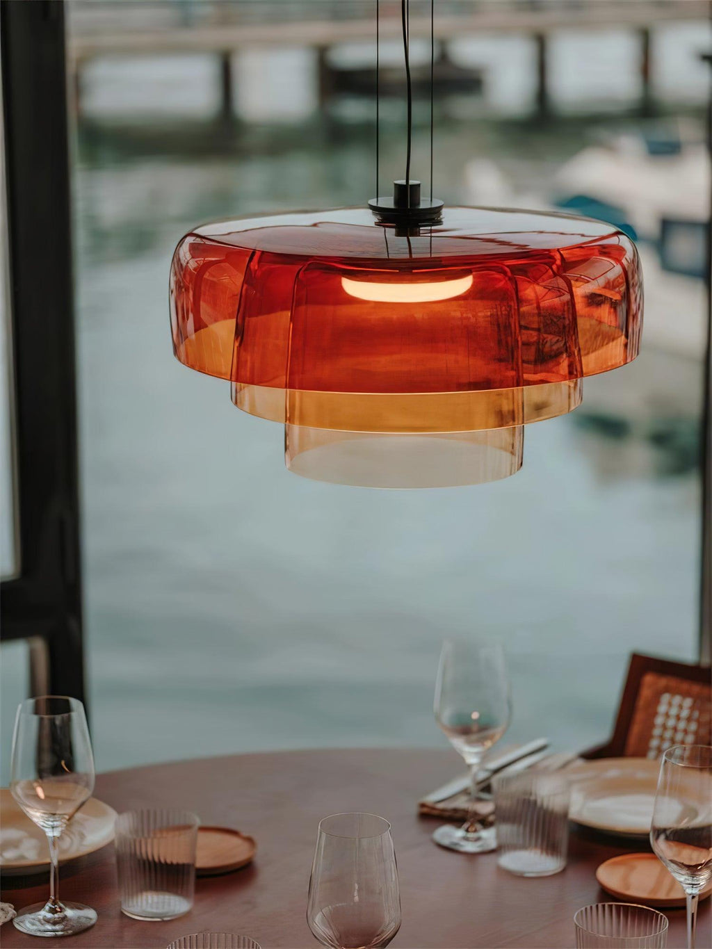 Levels Pendant Light | Metal & Glass | Black, Orange, Gray, Green Shades