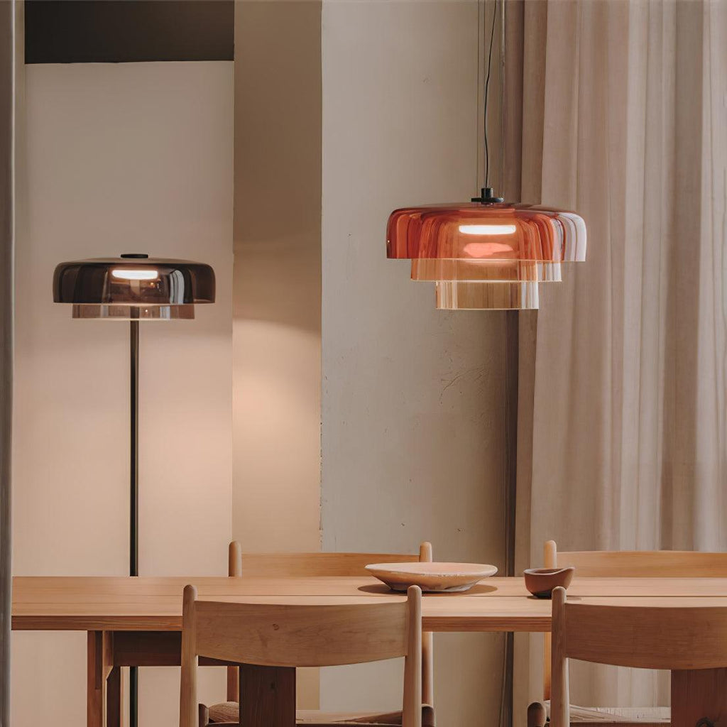 Levels Pendant Light | Metal & Glass | Black, Orange, Gray, Green Shades