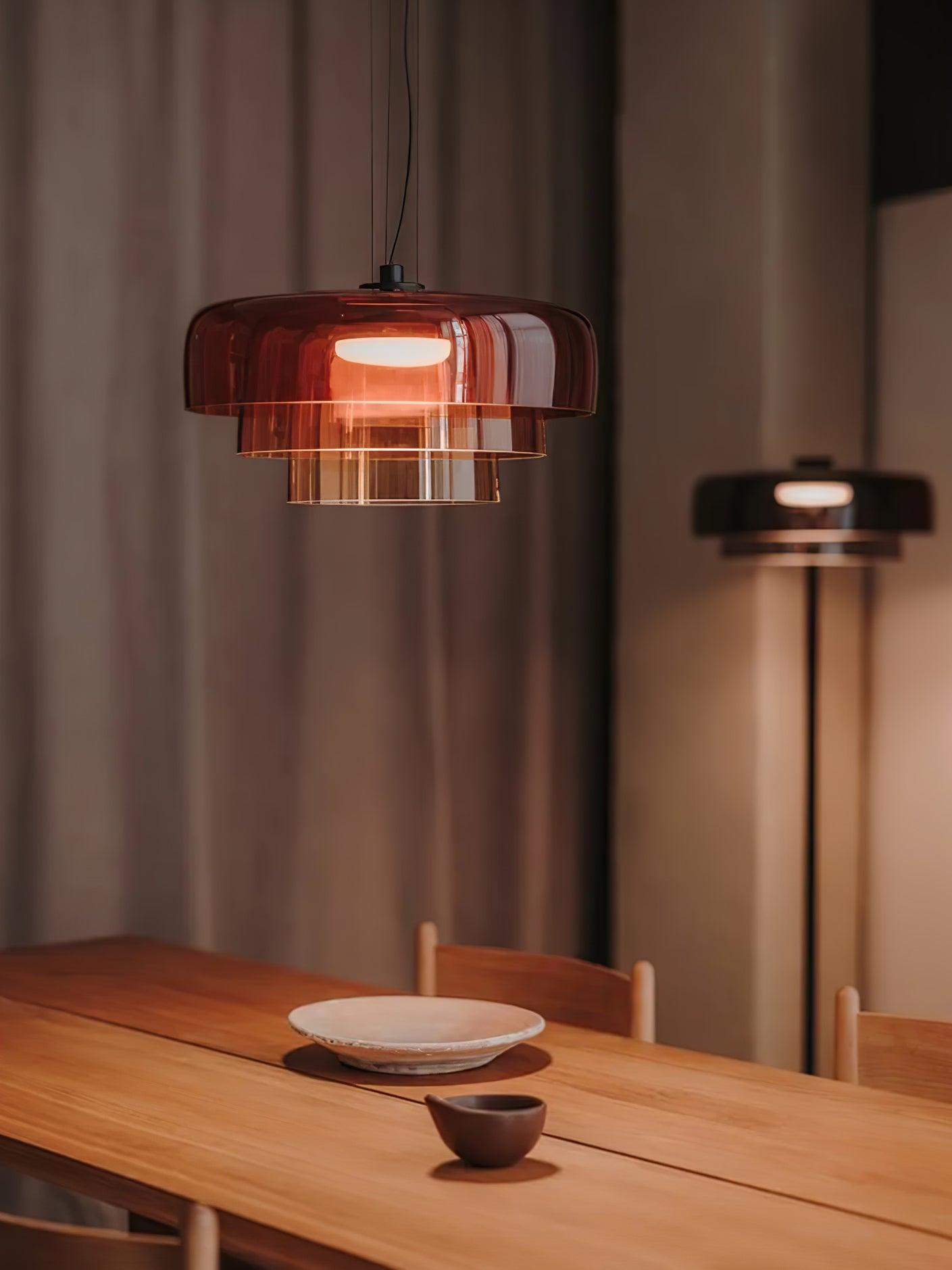 Levels Pendant Light | Metal & Glass | Black, Orange, Gray, Green Shades