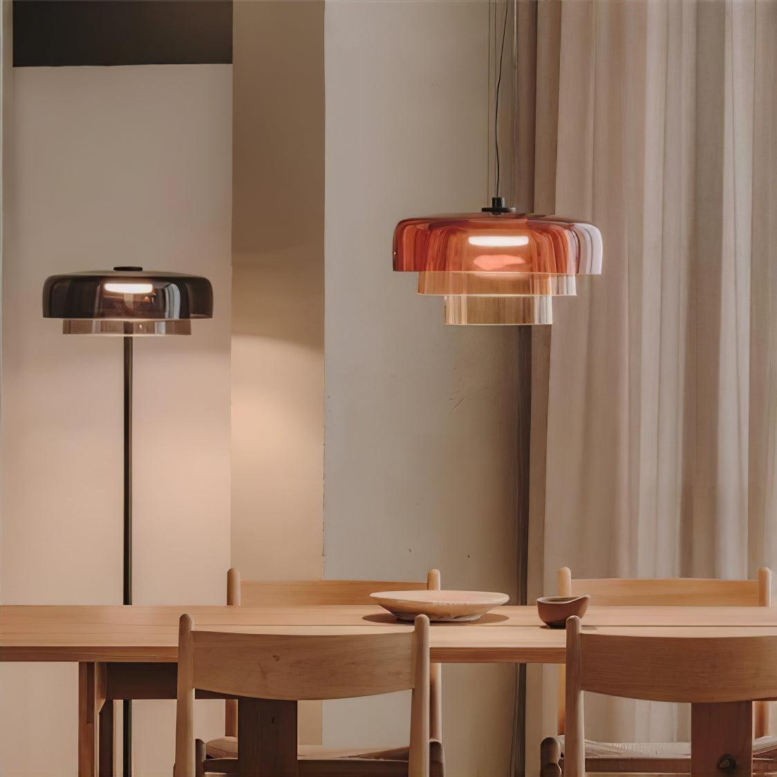 Levels Pendant Light | Metal & Glass | Black, Orange, Gray, Green Shades
