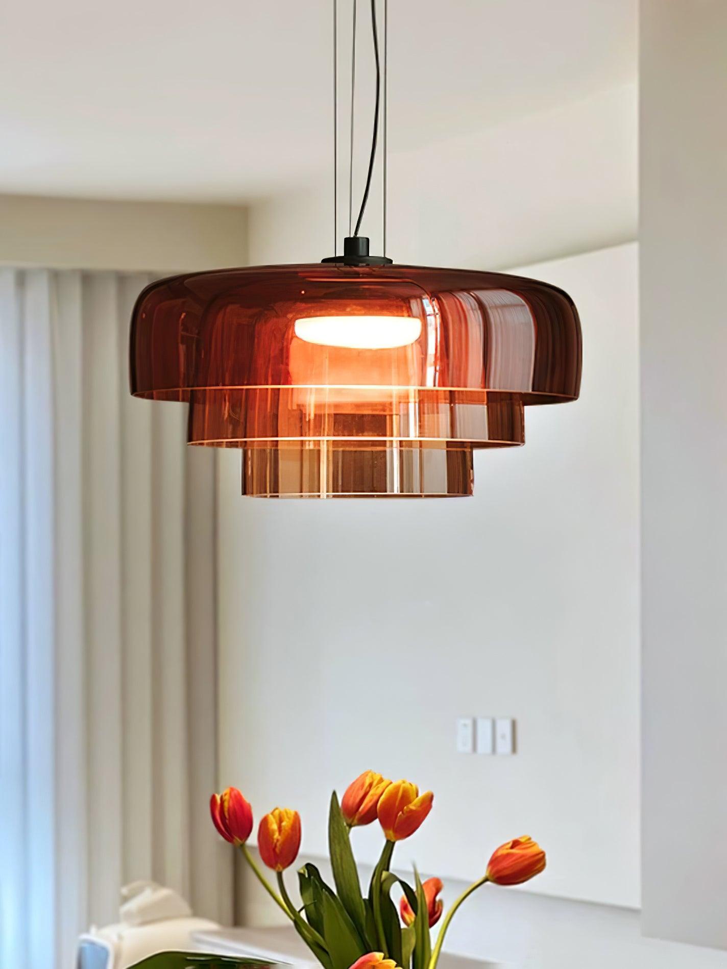 Levels Pendant Light | Metal & Glass | Black, Orange, Gray, Green Shades