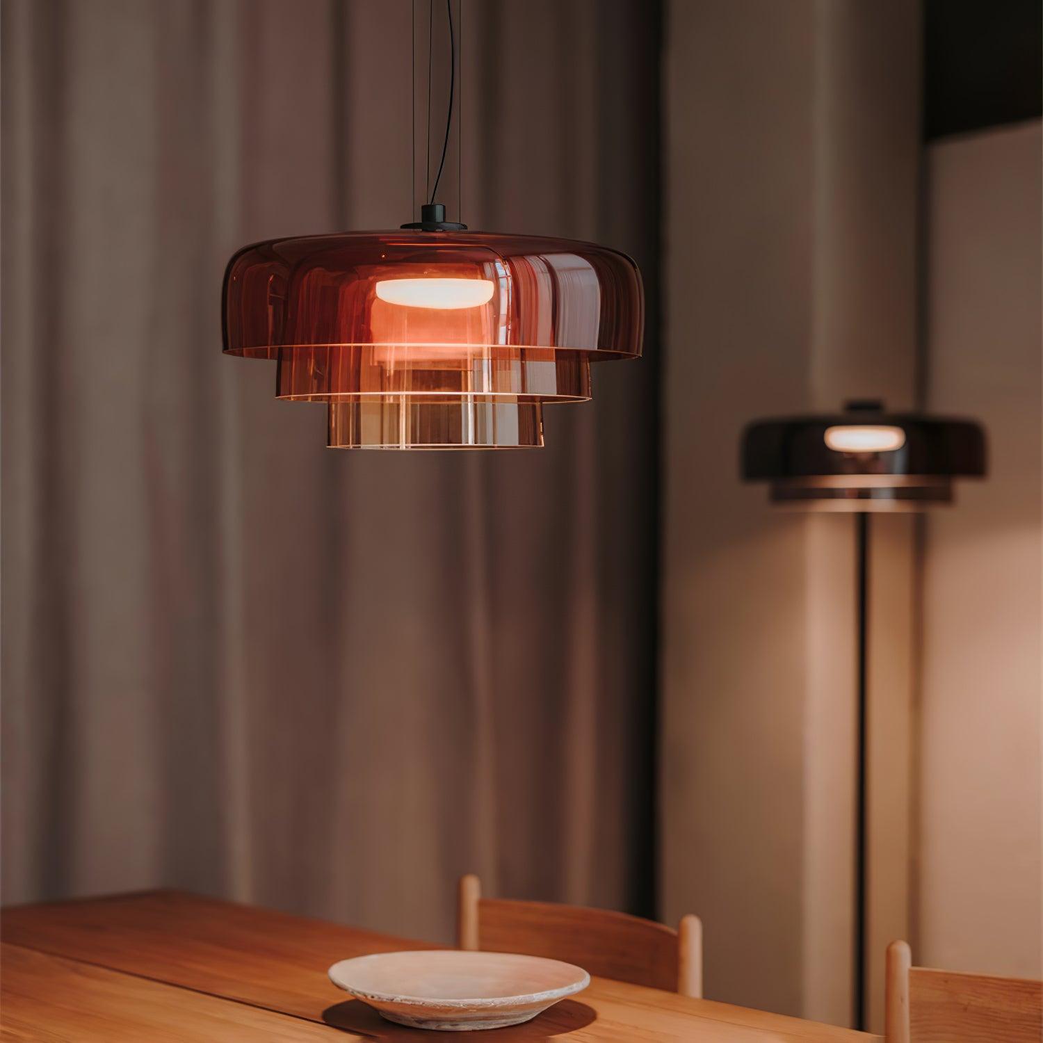 Levels Pendant Light | Metal & Glass | Black, Orange, Gray, Green Shades