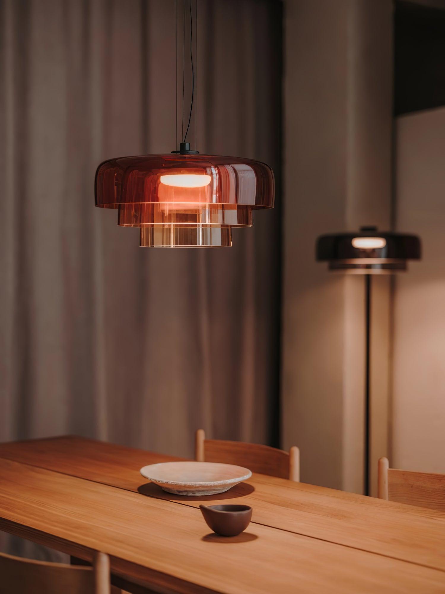 Levels Pendant Light | Metal & Glass | Black, Orange, Gray, Green Shades