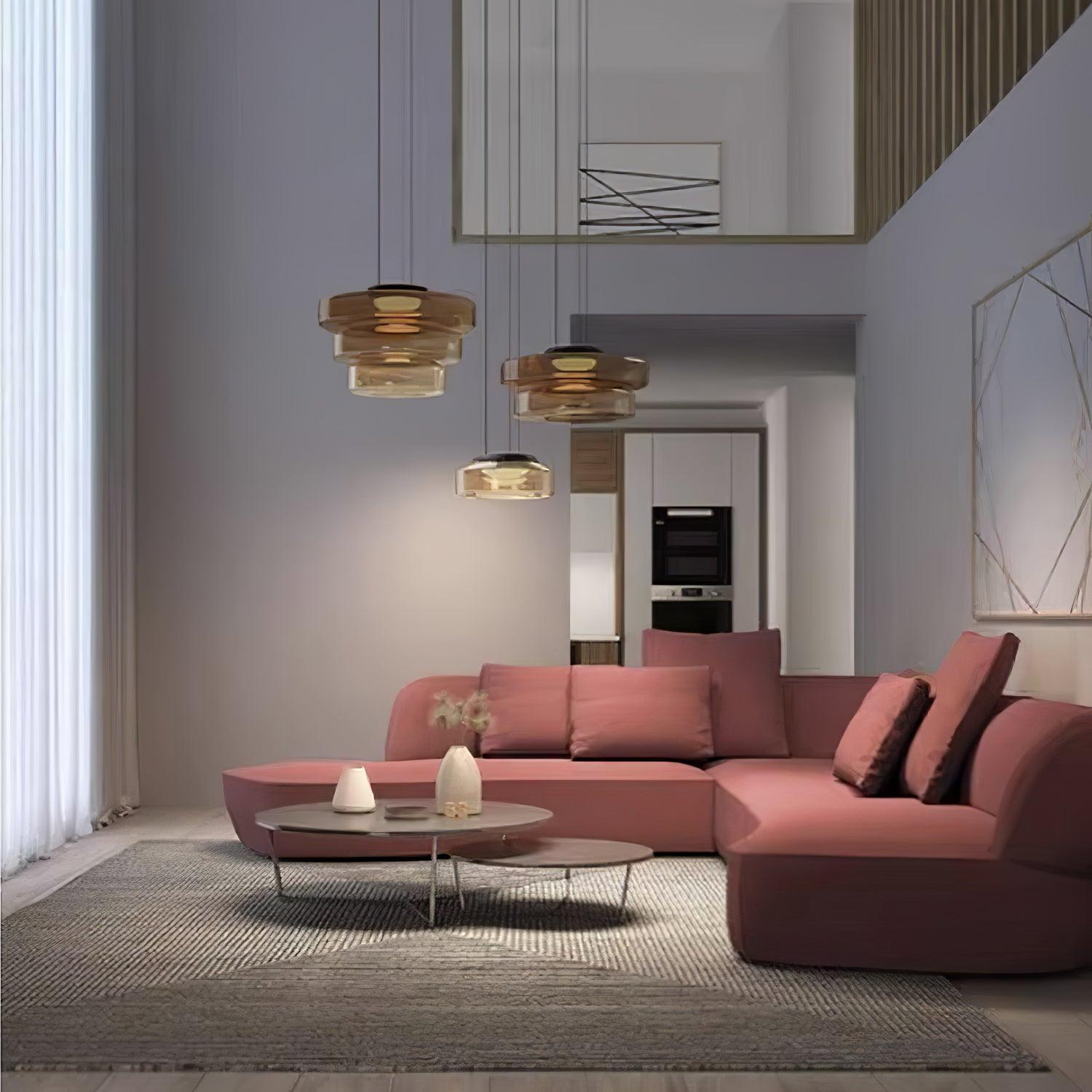 Levels Series Pendant Light | Metal & Glass | Smoke Grey, Green, Amber