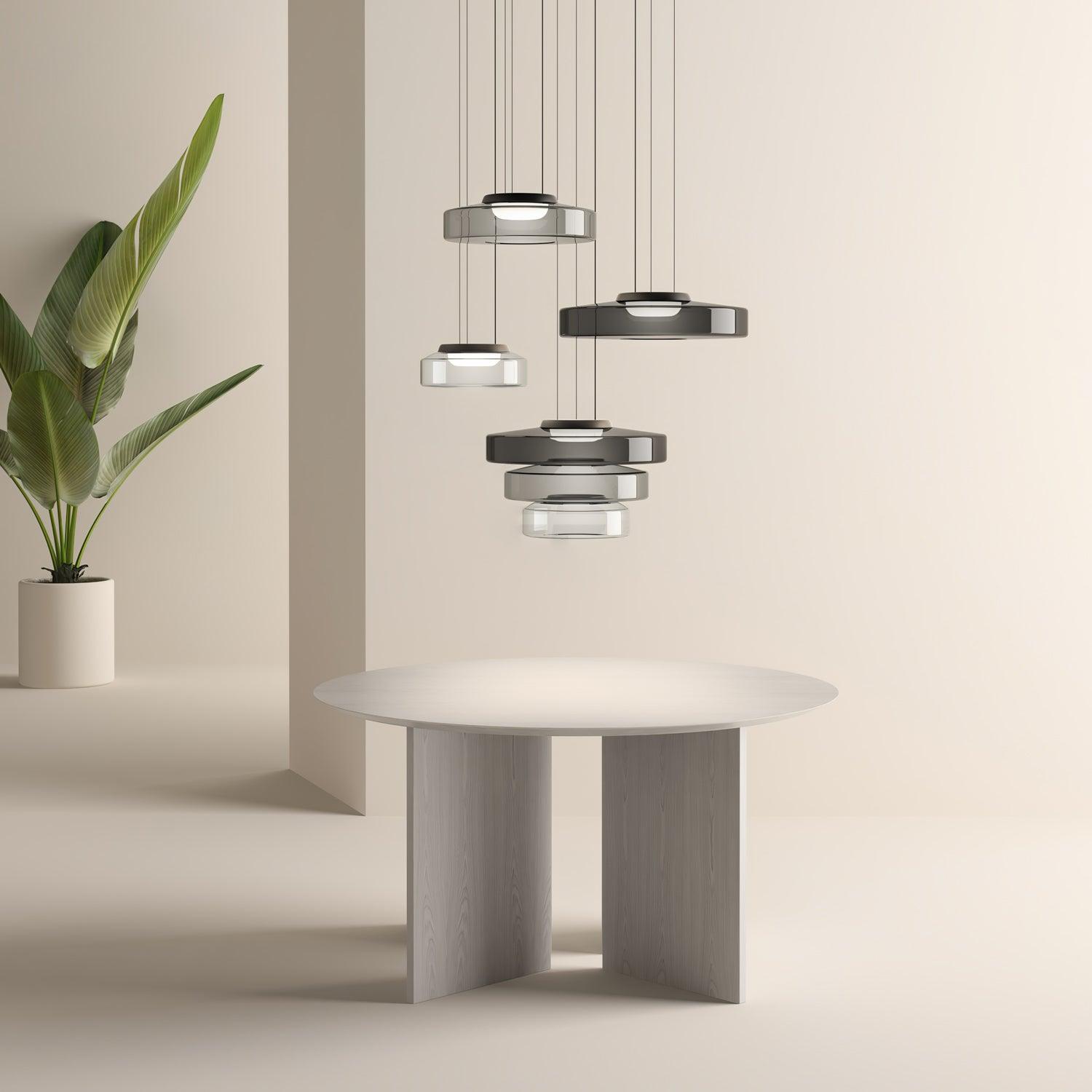 Levels Series Pendant Light | Metal & Glass | Smoke Grey, Green, Amber