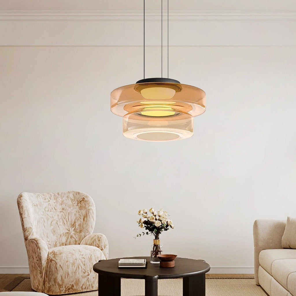 Levels Series Pendant Light | Metal & Glass | Smoke Grey, Green, Amber
