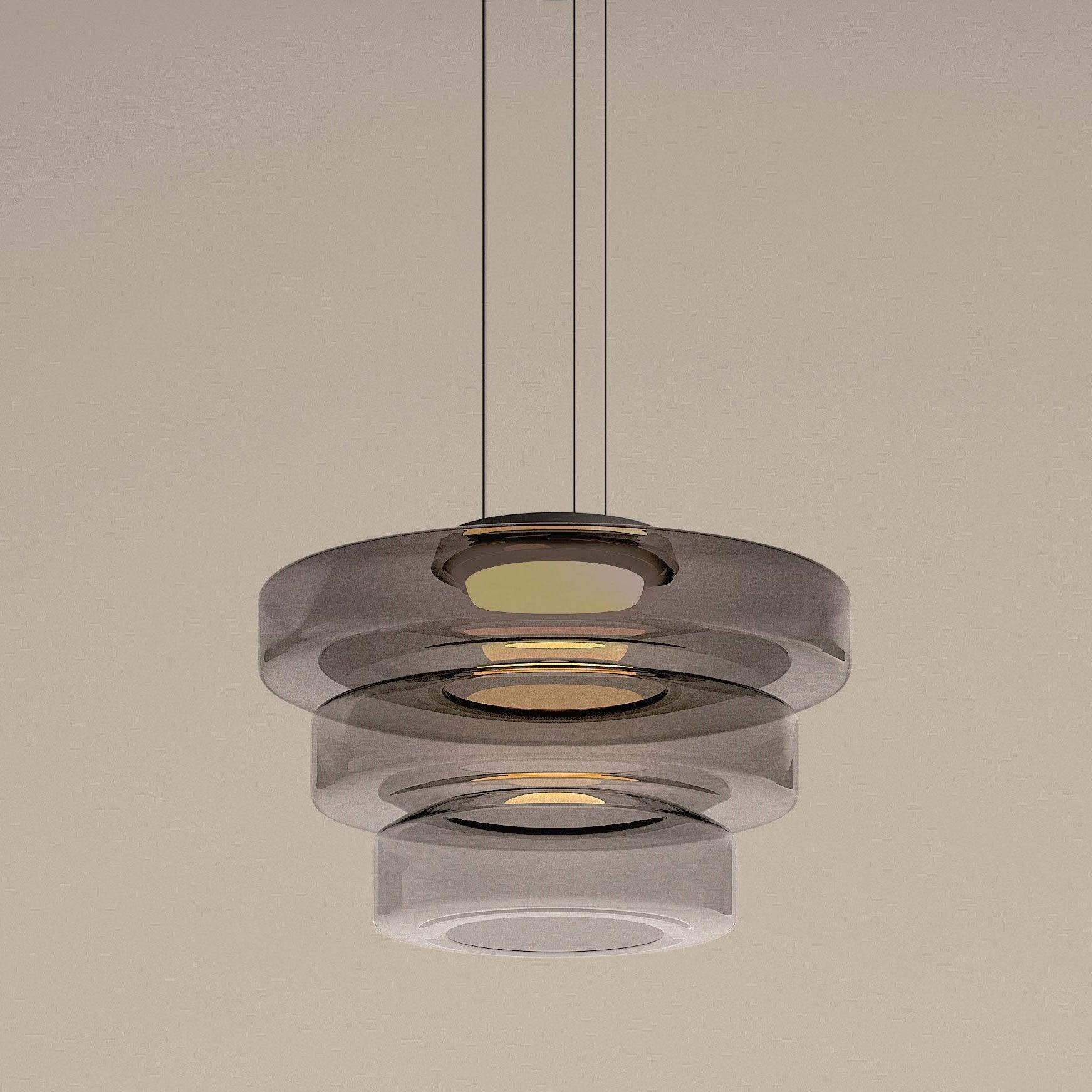 Levels Series Pendant Light | Metal & Glass | Smoke Grey, Green, Amber