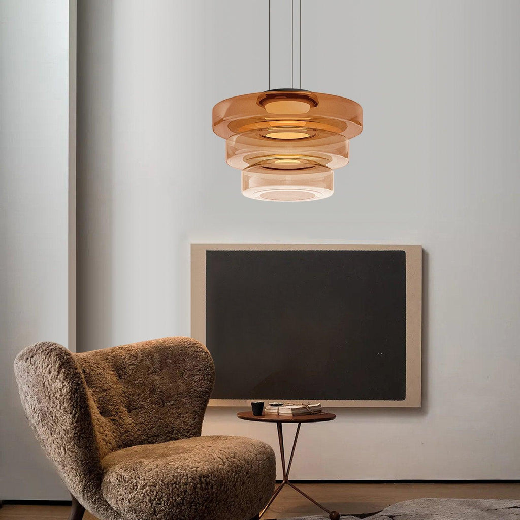 Levels Series Pendant Light | Metal & Glass | Smoke Grey, Green, Amber