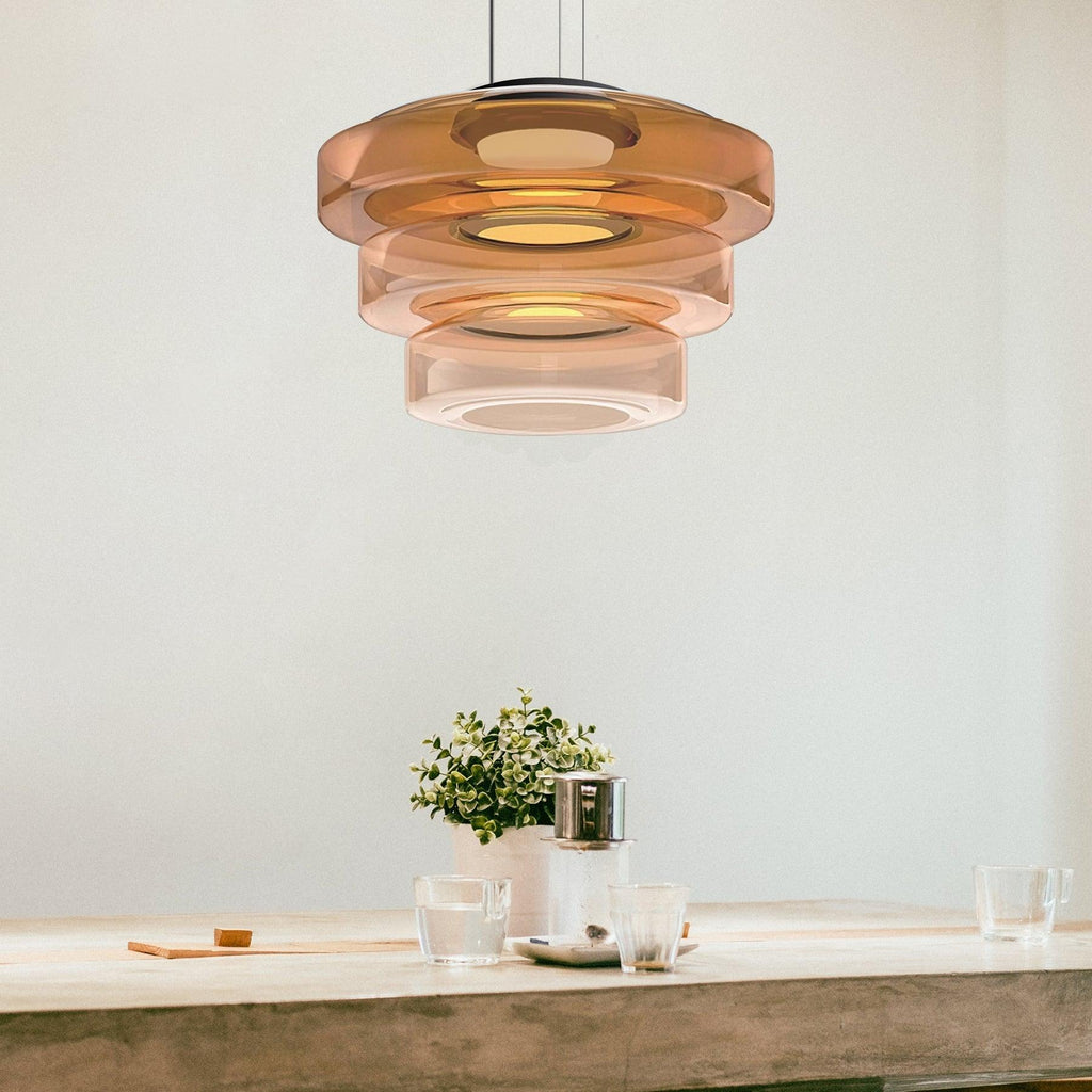 Levels Series Pendant Light | Metal & Glass | Smoke Grey, Green, Amber