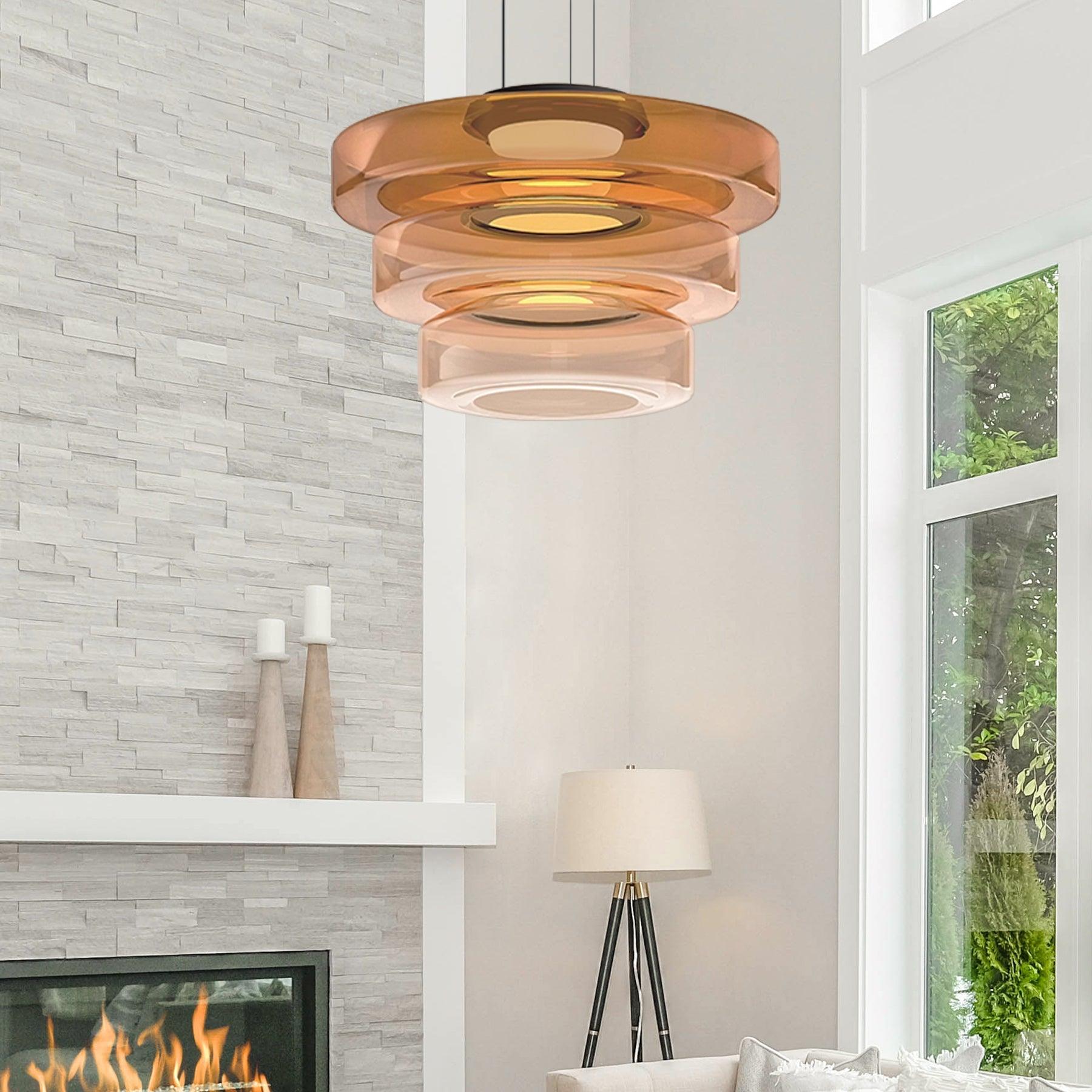 Levels Series Pendant Light | Metal & Glass | Smoke Grey, Green, Amber