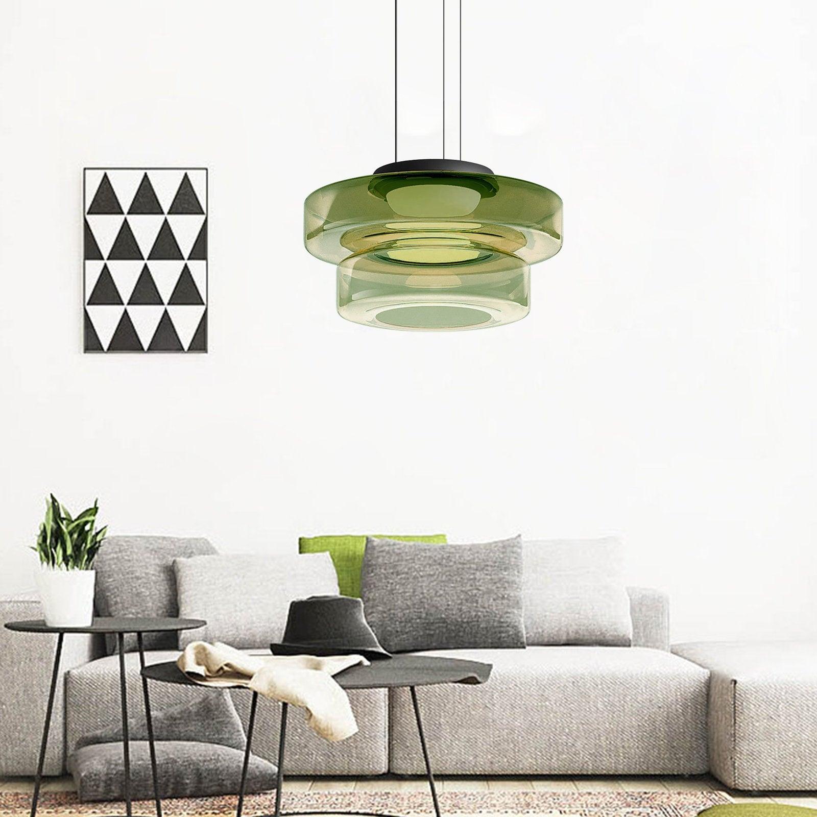 Levels Series Pendant Light | Metal & Glass | Smoke Grey, Green, Amber