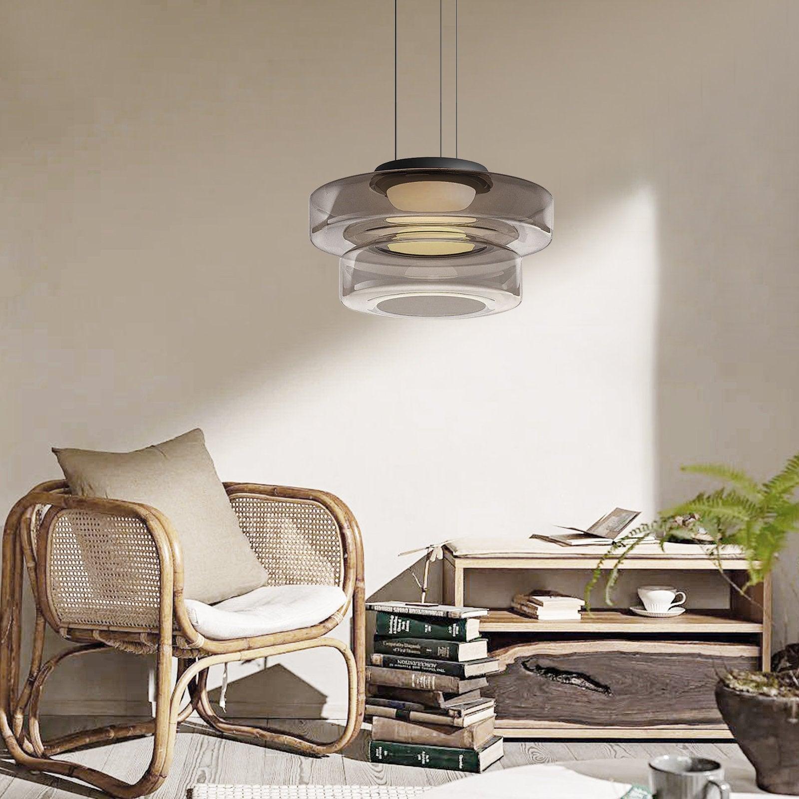 Levels Series Pendant Light | Metal & Glass | Smoke Grey, Green, Amber