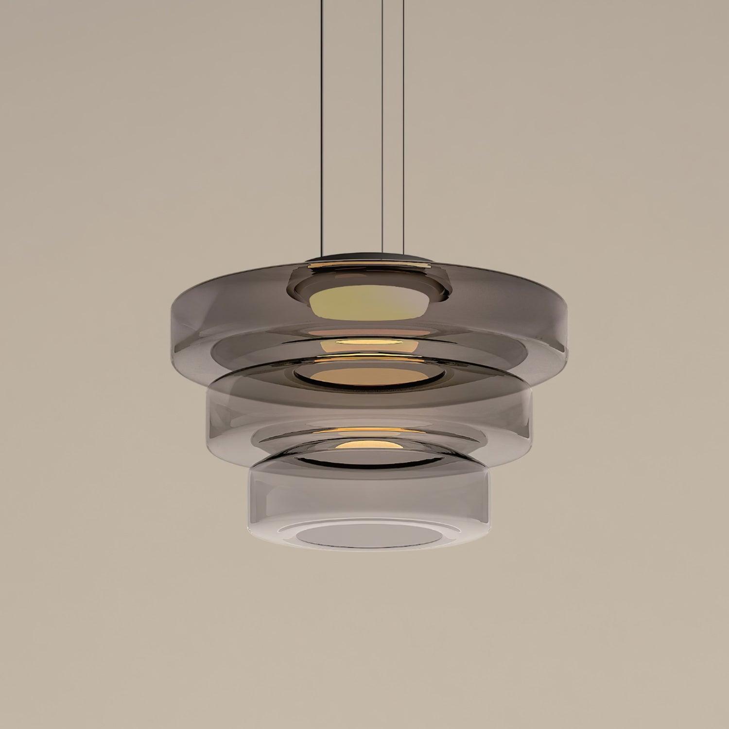 Levels Series Pendant Light | Metal & Glass | Smoke Grey, Green, Amber