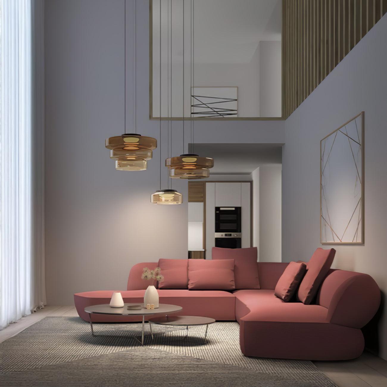 Levels Series Pendant Light | Metal & Glass | Smoke Grey, Green, Amber