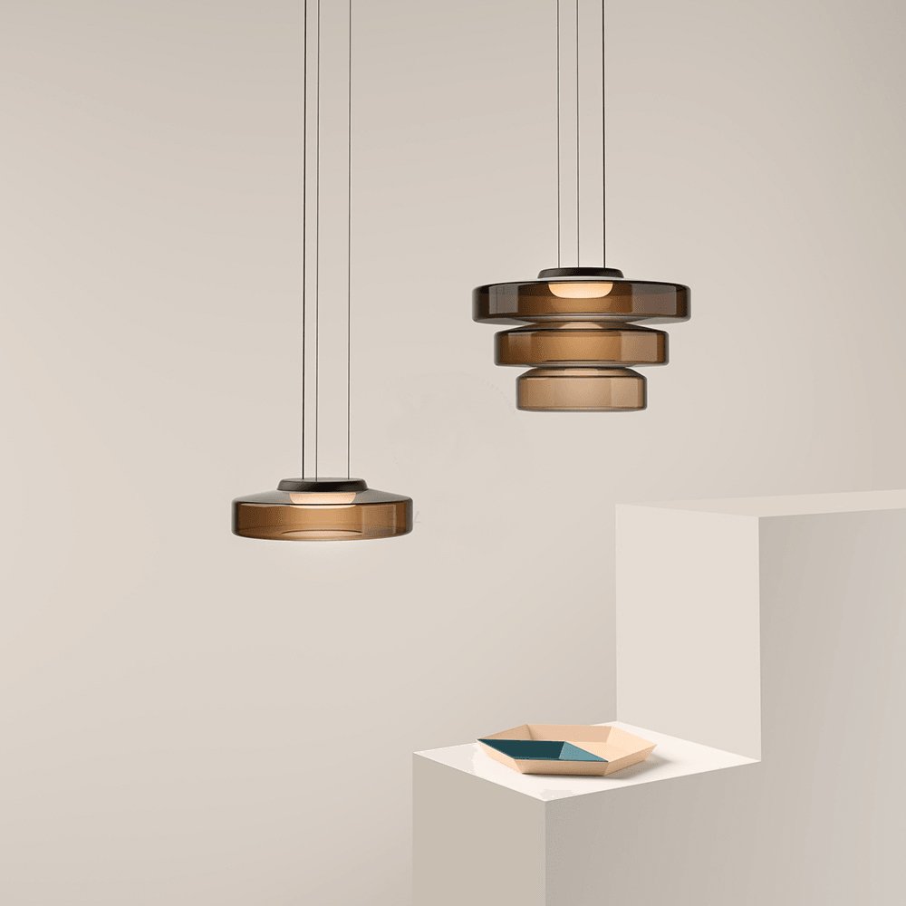 Levels Series Pendant Light | Metal & Glass | Smoke Grey, Green, Amber